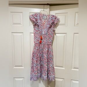 Alicia Bell Lola Dress Colorful Floral Cotton Boho Smocked Mini Dress Peasant XS